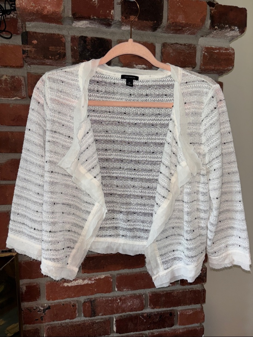 Y2K 2000’s Lightweight White Open-Front Women's Sweater Cardigan Size Medium